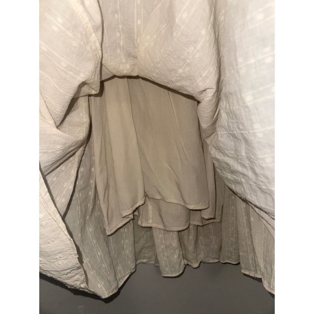 Gigio USA Ivory Swiss Dot Puff Sleeve Babydoll Mini Dress Cream Small - Picture 2 of 6